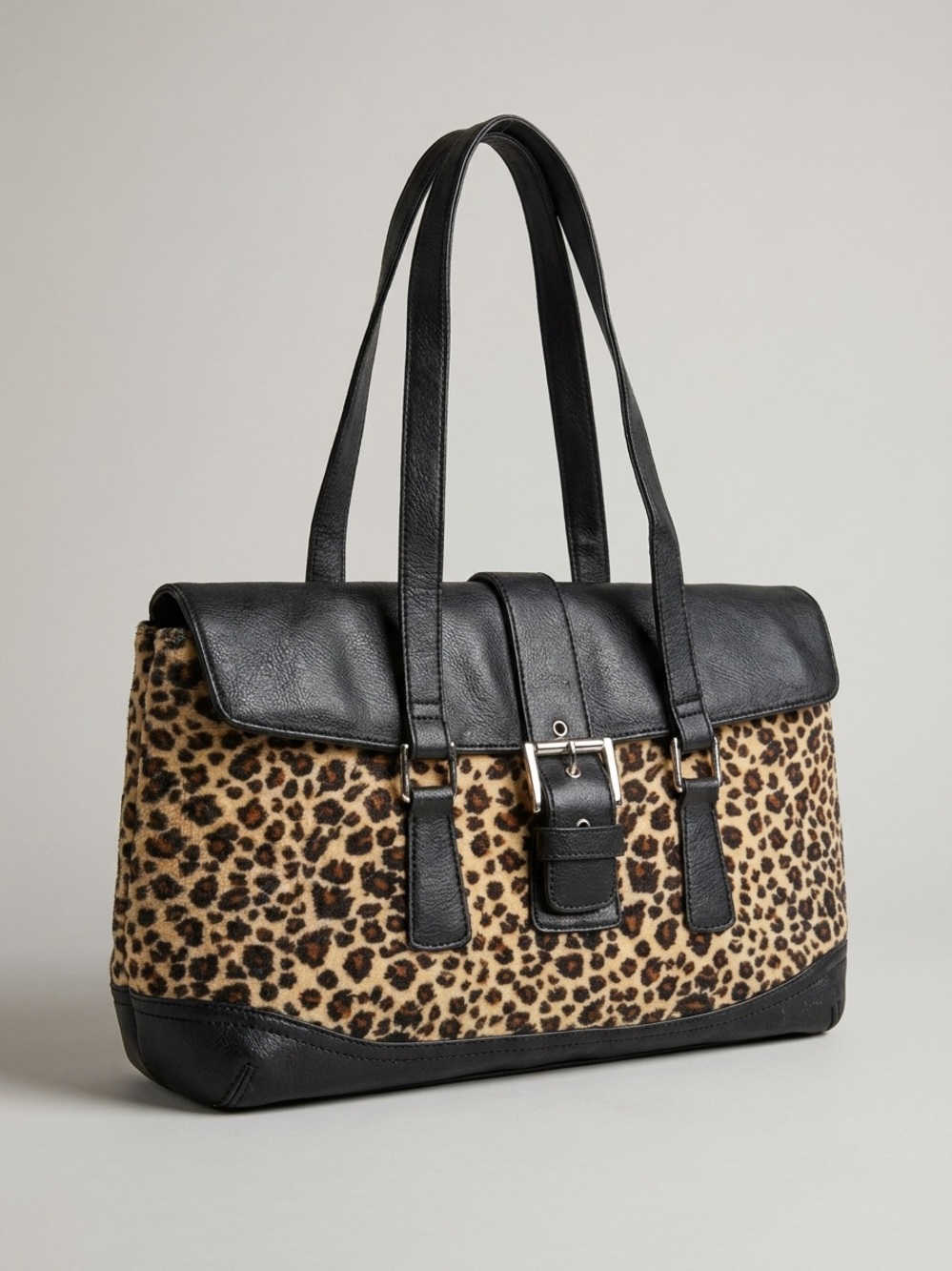 Leopard Print Tote Bag with Black Trim